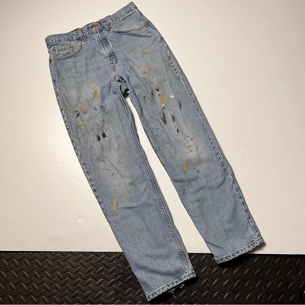 033 - VINTAGE 90s LEVIS 550s PAINT SPLATTER 30 x 31 DENIM USA MADE PANTS JEANS